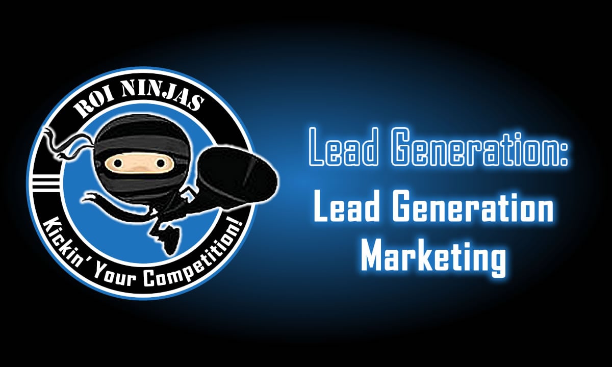 Lead Generation Marketing featured image with ninja logo and blue glowing text on black background.