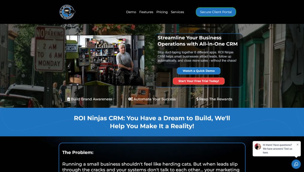 ROI Ninjas CRM website screenshot